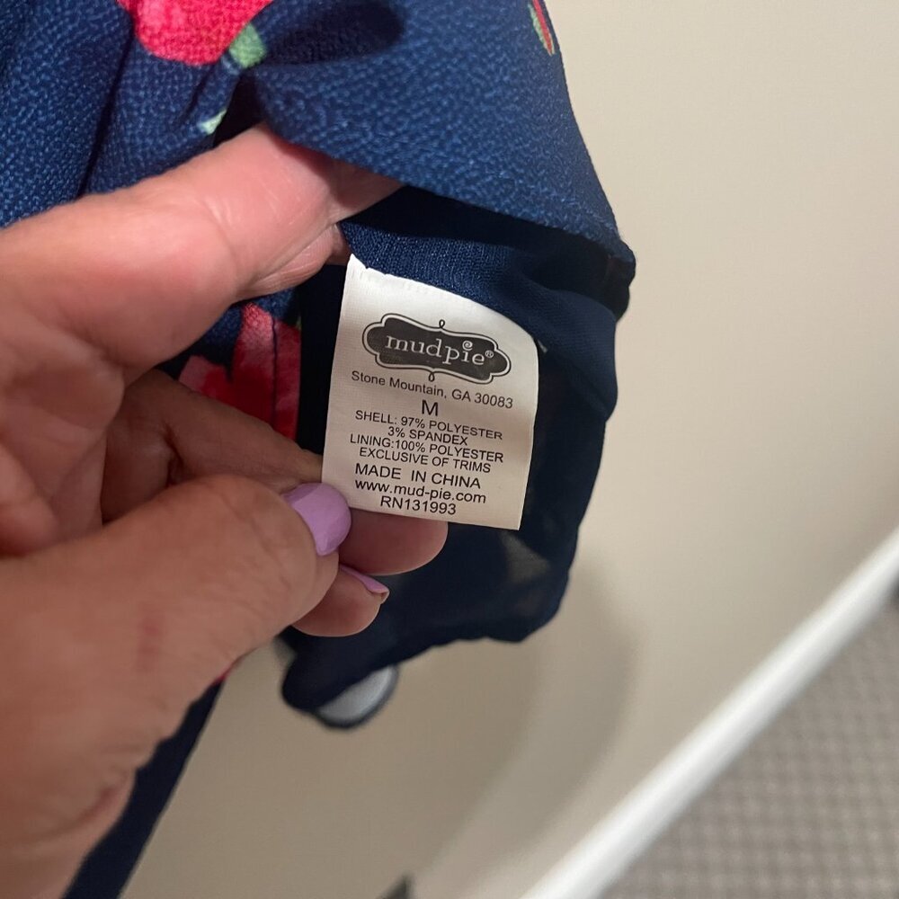 Mud Pie Navy and pink summer dress, Medium - Picture 6 of 9